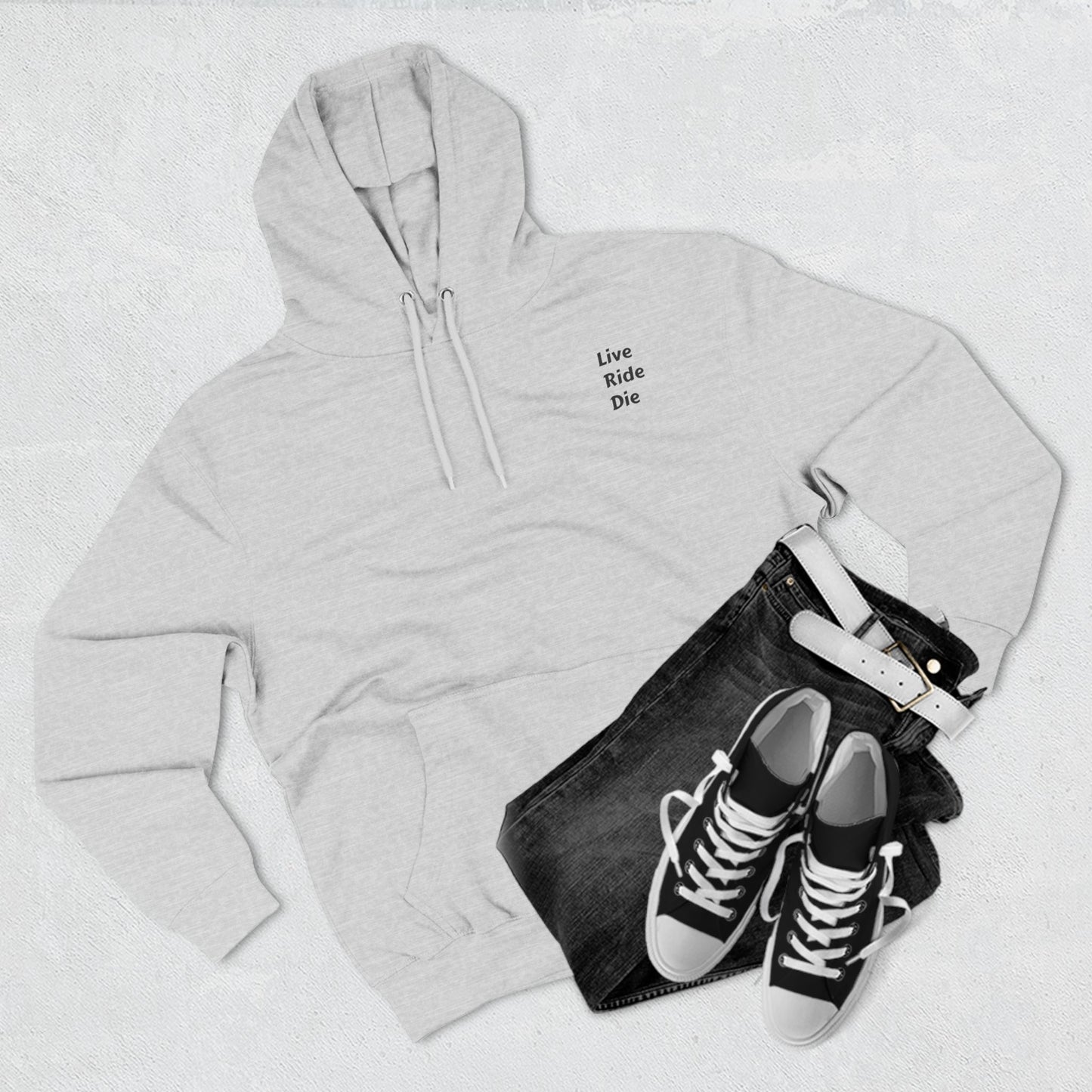 Three-Panel Fleece Hoodie Live Ride Die