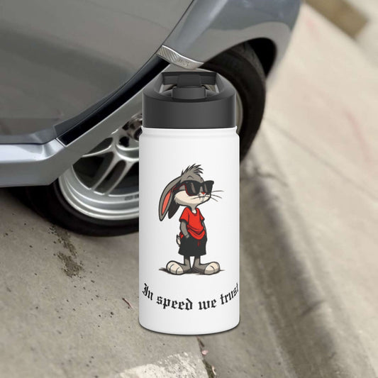 "In Speed We Trust" Stainless Steel Water Bottle