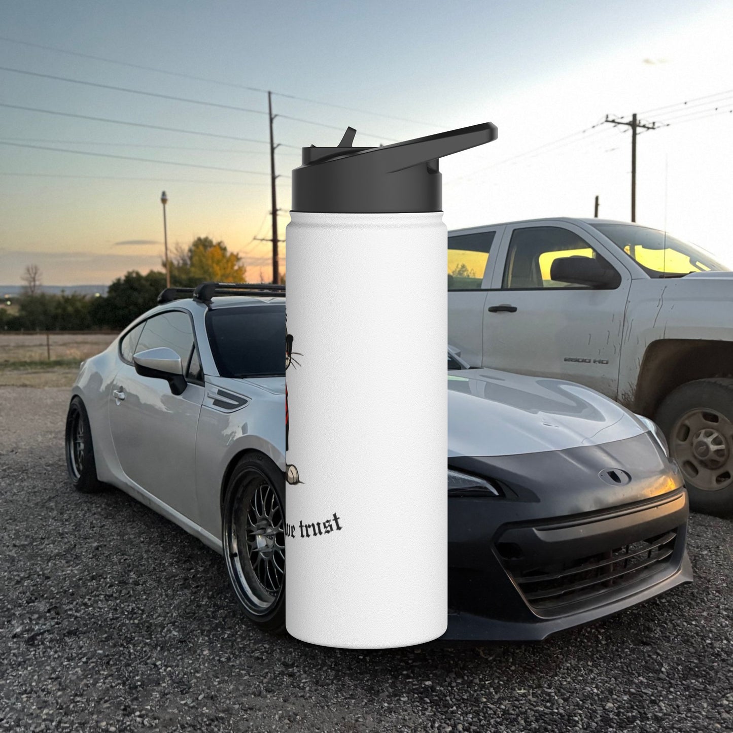 "In Speed We Trust" Stainless Steel Water Bottle