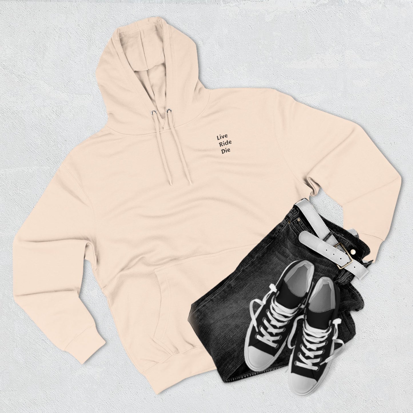 Three-Panel Fleece Hoodie Live Ride Die