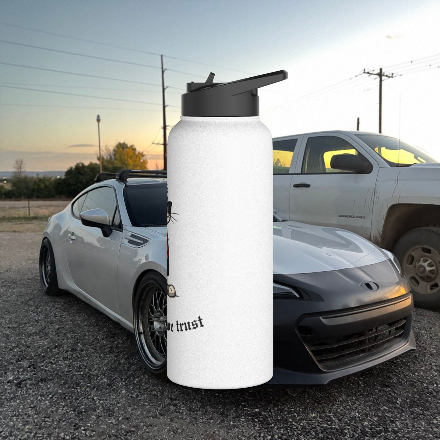 "In Speed We Trust" Stainless Steel Water Bottle