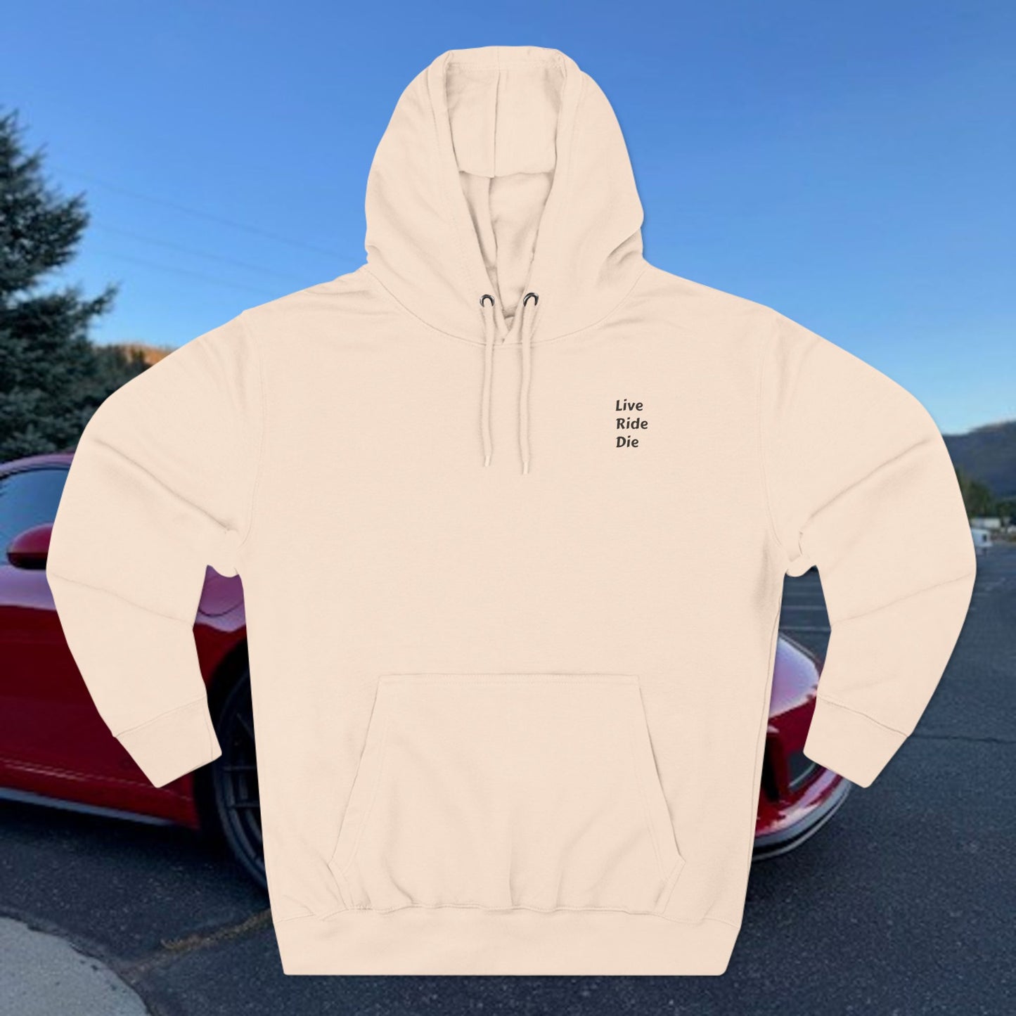 Three-Panel Fleece Hoodie Live Ride Die